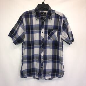 Amongst Others Button Up Adult XL Multicolor Plaid Short Sleeve Cotton Shirt